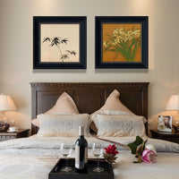Vintage French Style Bamboo & Orchid Wall Art for Entryway, Living Room, Dining Room
