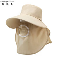 Women's Summer Outdoor Sun Protection Hat with Face Mask and Shawl for Gardening and Cycling