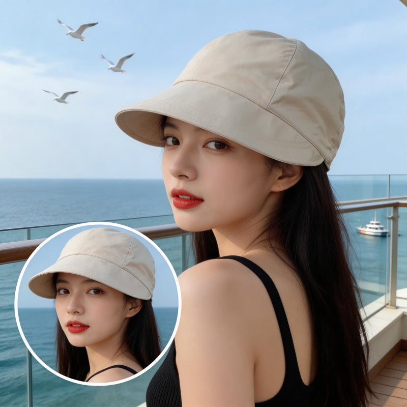 Lightweight Foldable Sun Visor for Women, Large Head Circumference, UV Protection, Fashionable Baseball Cap
