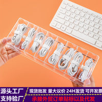 Clear Thickened Data Cable and Earphone Organizer Box with Dividers