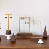 Premium Walnut Wood Jewelry Display Stand for Necklaces, Pendants, Earrings, and Rings