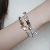 Natural Grey Moonstone Aquamarine Agarwood Multi-Gemstone Bracelet for Emotional Stability and Good Luck