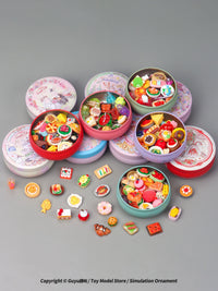 Miniature Food Storage Box with 30 Play Food Items for Dollhouse Decor