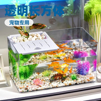 Desktop Turtle Tank Ecological Fish Tank Medium Transparent Plastic Office Study Landscaping Aquarium