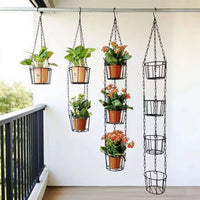Wrought Iron Multi-Layer Hanging Planter Stand for Balcony, Succulents, Green Plants, and Orchids