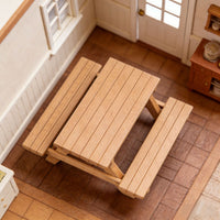 Miniature Wooden Dollhouse Table and Chair Set for Play Scenes