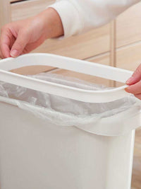 Narrow Rectangular Press-Ring Trash Can for Kitchen and Bathroom, Lidless Waste Bin