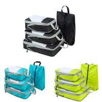 4-Piece Travel Compression Packing Cubes Set for Luggage Organization, Waterproof Clothes Storage Bags
