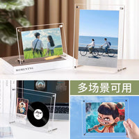 Acrylic Photo Frame Display Box for Pixel Art and Puzzles, Transparent Double-Sided Stand