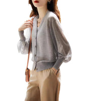 Women's Lightweight Breathable Ice Silk Knit Cardigan Sun Protection Air Conditioning Shirt