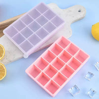 Silicone Ice Cube Tray with Lid, Food-Grade, Quick Freeze, Square Ice Maker for Home Bar