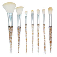7-Piece Crystal Handle Makeup Brush Set with Soft Bristles and Glitter Handles