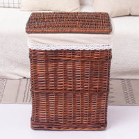 Large Woven Laundry Hamper with Lid - Fabric Storage Basket for Bedroom & Bathroom