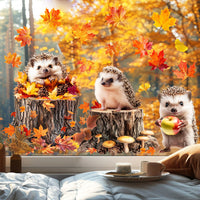 Thanksgiving Hedgehog Static Cling Window Decal for Shop Window Decoration, Removable Glass Sticker