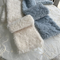 Women's Faux Lamb Wool Warm Scarf Korean Japanese Style Cross Neck Warmer