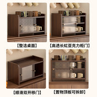 Acrylic Desktop Storage Rack with Wooden Base for Cups and Teaware