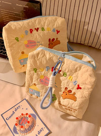 Cute Puppy Cosmetic Bag for Women, Large Capacity Portable Travel Organizer for Skincare, Toiletries, and Stationery
