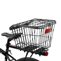 Mountain Bike Rear Basket with Cargo Rack - Large Capacity Metal Storage Basket for Bicycles