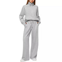 Women's Oversized Half-Zip Sweatshirt & Wide-Leg Sweatpants 2-Piece Set