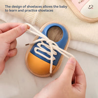 Montessori Wooden Lacing Shoe Toy for Kids, Fine Motor Skills & Concentration Training, Early Education Puzzle Game