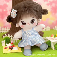20cm Cotton Doll Outfit Plaid Dress for Plush Dolls