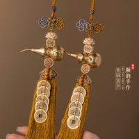 Feng Shui Brass Gourd Pendant with Five-Emperor Coins for Door-to-Door Placement