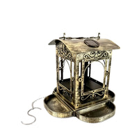 Vintage Bronze Solar Bird Feeder Hanging Tray for Outdoor Garden