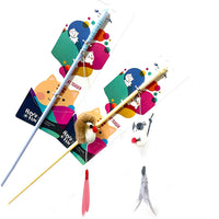 Amy Carol Retractable Feather Wand Cat Toy with Crinkle Paper and Sequins