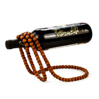 Elegant Wooden Bead Chain Wine Rack - Vintage Solid Wood Tabletop Decor