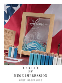 Acrylic Quicksand Guest Book Frame for Weddings and Events, European Style Ocean Theme