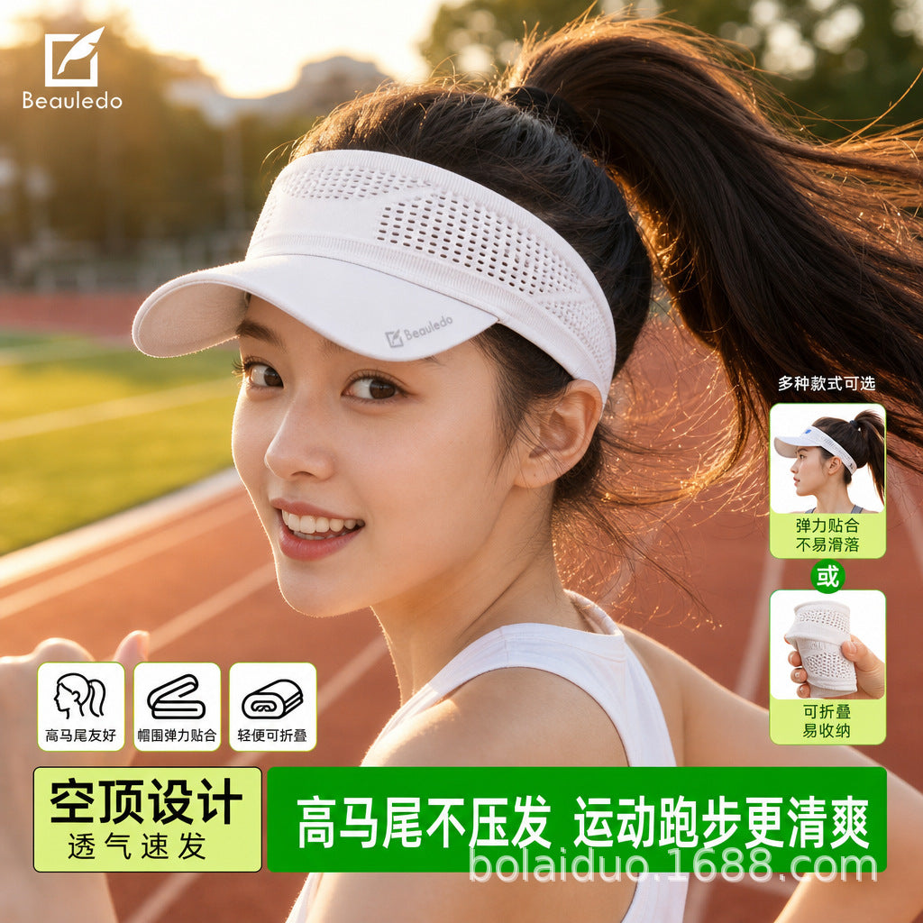 Unisex Quick-Dry Foldable Visor Hat for Outdoor Sports, Running & Sun Protection