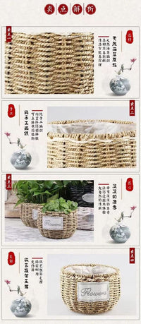 花篮手提草编竹编插鲜花艺手工编织仿藤月子鸡蛋水果礼盒田园篮子