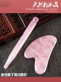 Natural Rose Quartz Gua Sha Facial Massage Tool Set for Lifting and Sculpting