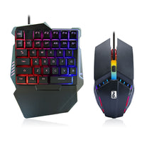 One-Handed Gaming Keyboard and Mouse Combo with RGB Backlight for Mobile Games