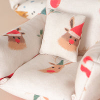 Dollhouse Miniature Christmas Fabric Sofa BJD Photography Prop Dollhouse Furniture Ornament Model