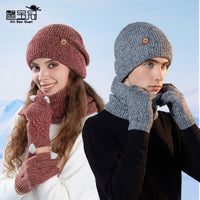 Winter Knit Beanie Hat, Scarf, and Gloves Set for Men and Women