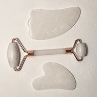 Natural White Jade Facial Roller and Gua Sha Set for Face and Eye Massage