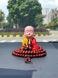 Solar Powered Monk Car Ornament Nodding Dashboard Decoration