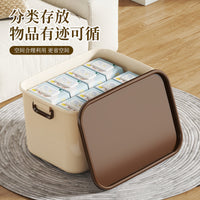 Large Capacity Desktop Storage Box with Lid, Cream Style Snack Sundries Organizer Basket for Stationery Clothes