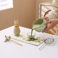Ceramic Matcha Bowl Set with Spout and Whisk for Traditional Tea Ceremony