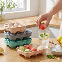 Press-Type Ice Cube Tray with Storage Bin, Food-Grade Silicone Ice Maker for Refrigerator