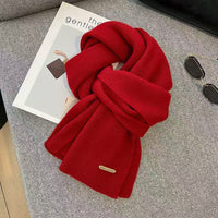 Knitted Winter Scarf for Women, Solid Color Short Neck Warmer