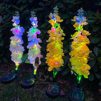 LED Solar Decorative String Lights for Garden and Yard, Outdoor Waterproof Ground Plug Lamp with Simulated Violet Design