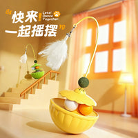 Interactive Tumbler Cat Toy with Feather Wand and Catnip Ball for Indoor Cats
