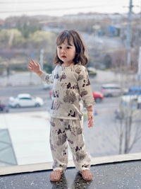 Bamboo Cotton Gauze Parent-Child Pajama Set for Kids - 3/4 Sleeve Sleepwear