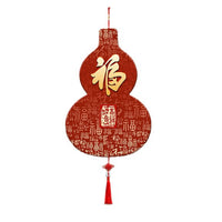 Gourd Fu Character Wall Hanging Decor with Tassel for Living Room Entrance