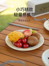 Happy Enamel Camping Dinnerware Set - Portable Outdoor Picnic Plates & Bowls