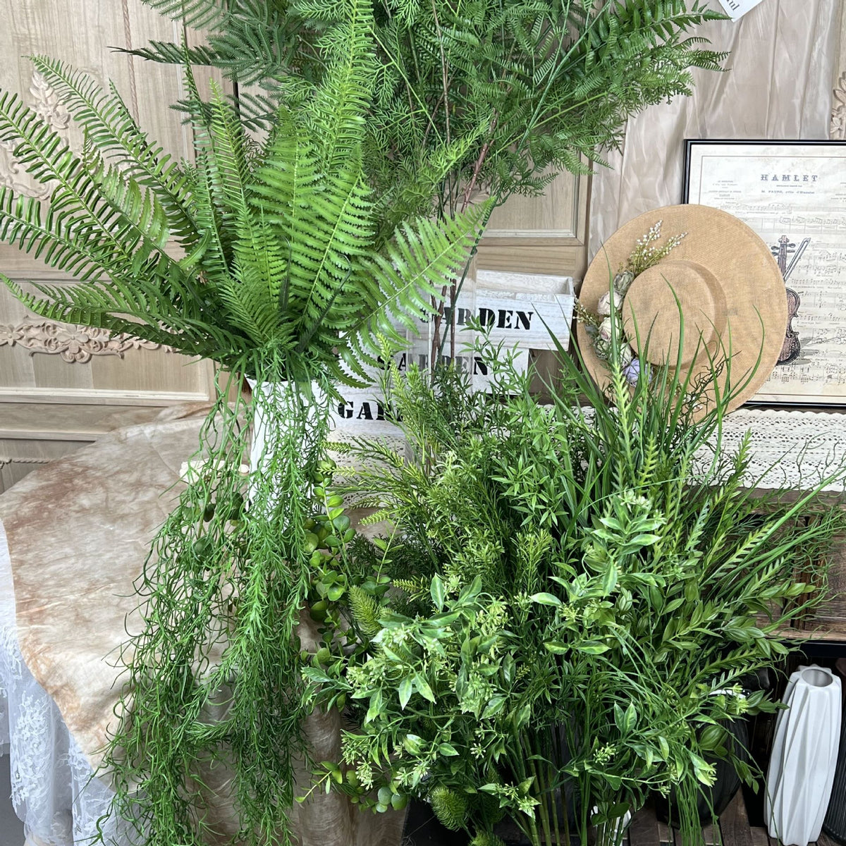 Artificial Green Plant Soft Rubber Wall Hanging for Hotel Restaurant Ceiling Decor Vine Ornament Wedding Indoor Decoration