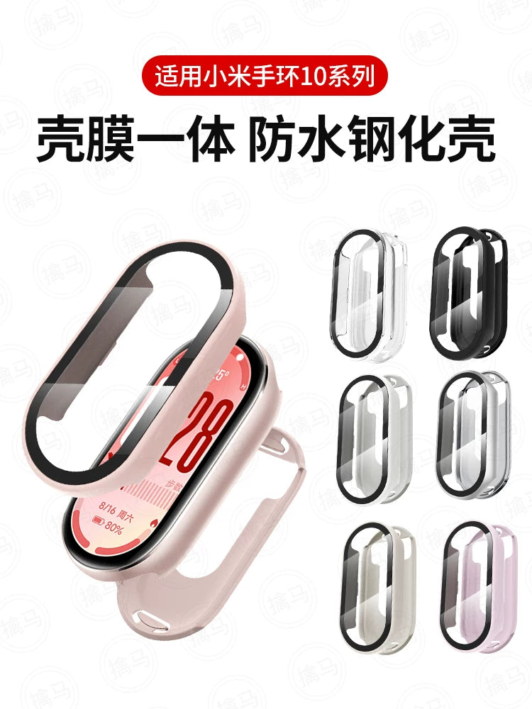 Protective Case for Xiaomi Smart Band 9/10 NFC/Ceramic Edition, Full Coverage Waterproof Screen Protector