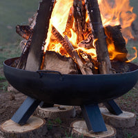 Outdoor Camping Fire Pit Brazier with Grill Grate for Patio Backyard Bonfire and BBQ